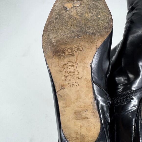 Jimmy Choo Black Patent Leather Pointed Toe Kitten Heel Boot - Picture 4 of 5